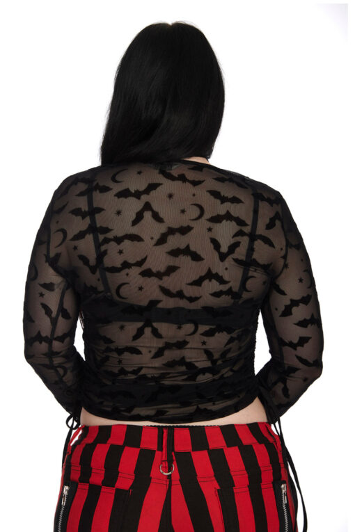 Black Batty Long Sleeve Mesh Top - Image 3