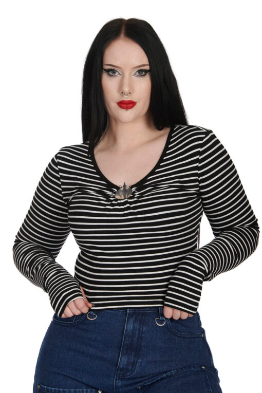 Anodyne Black & White Striped Top - Image 2