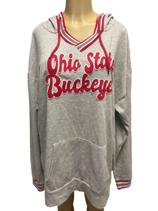 Ohio State Buckeyes Colosseum Women's Andy V-Neck Pullover Hoodie - Heathered Gray 2XL