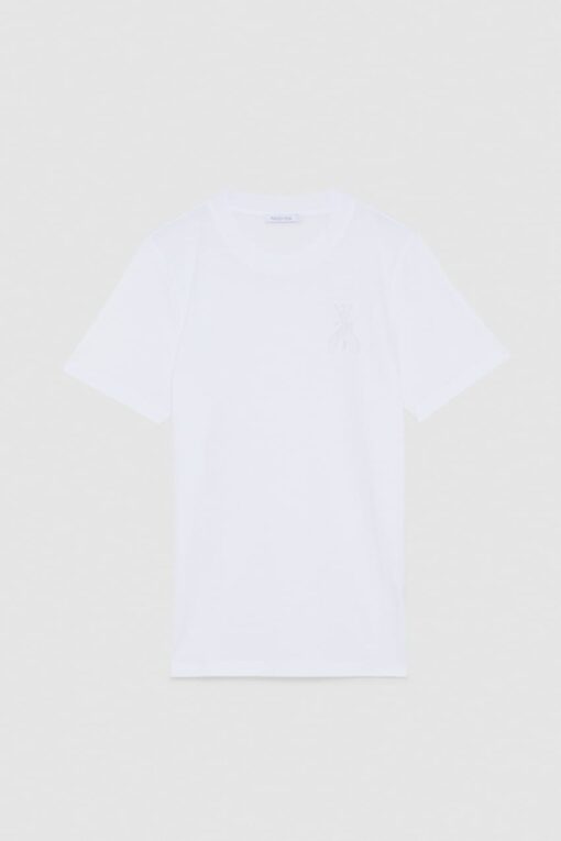 Fly patch short-sleeved t-shirt in cotton