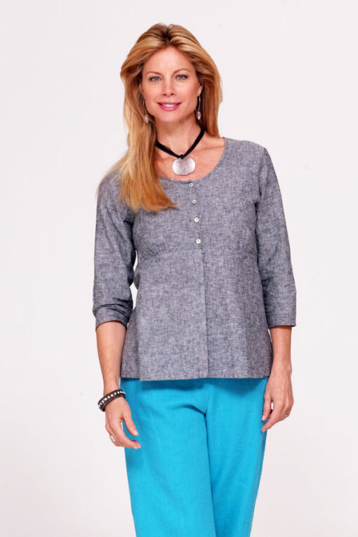 button front linen tunic - Image 3