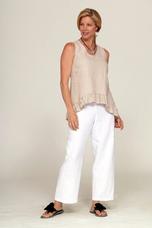 sleeveless linen ruffle top - Image 2