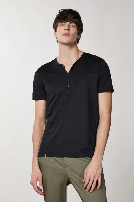 Short-sleeved Henley T-shirt - Image 2