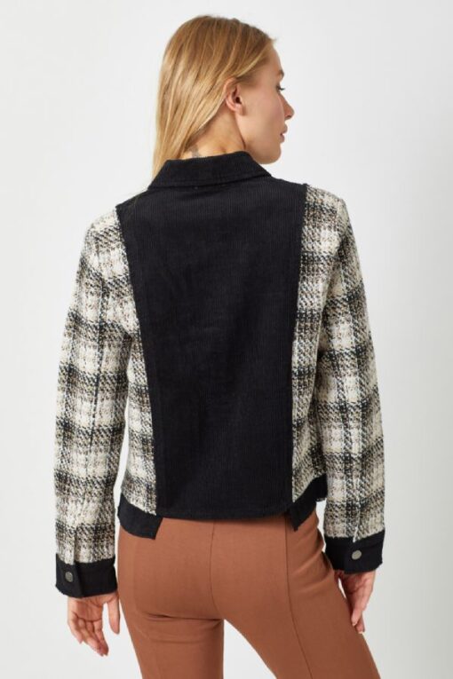 Black Plaid Corduroy Jacket - Image 4