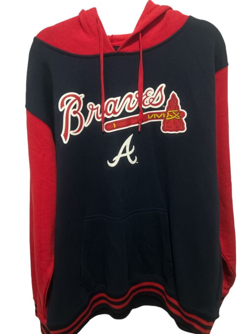 Stitched atlanta Braves hoodie 2XL Red/Navy new $99