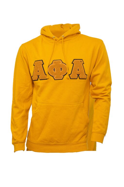 Alpha Old Gold Hoodie with Chenille Letters - Image 2