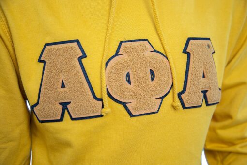 Alpha Old Gold Hoodie with Chenille Letters - Image 3