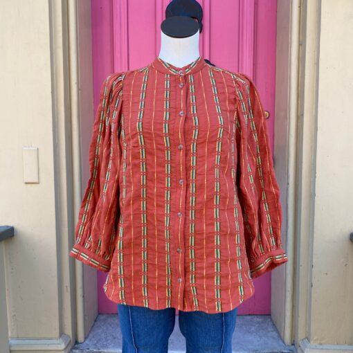 Pilcro and the Letterpress orange print button up size S NWT