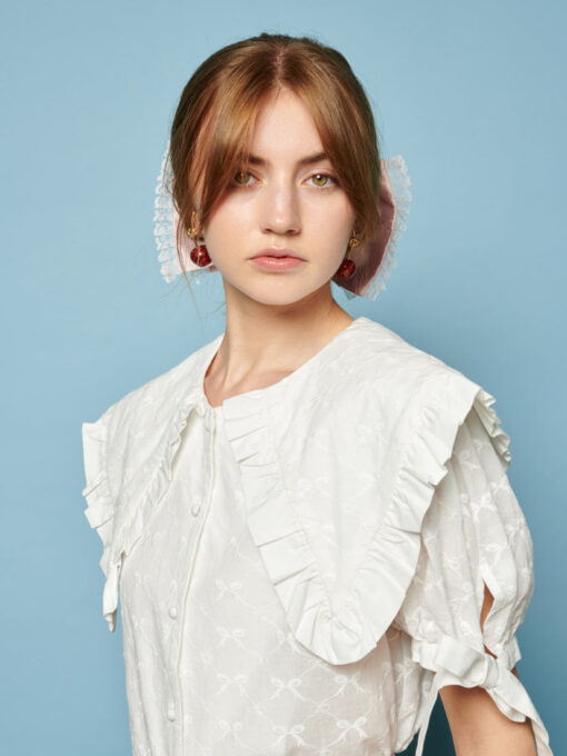 Poodle Bow Embroidered Blouse - Image 5