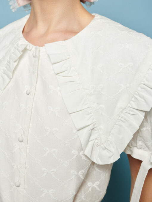 Poodle Bow Embroidered Blouse - Image 6