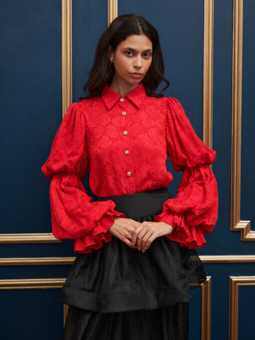 DREAM Court Rose Jacquard Blouse