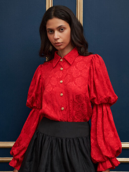 DREAM Court Rose Jacquard Blouse - Image 5