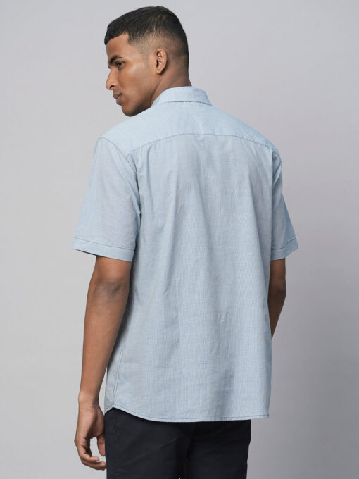 Men's Sky Cotton Regular Fit Checked Shirt - Image 5