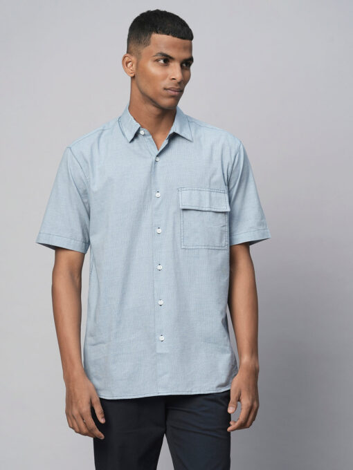 Men's Sky Cotton Regular Fit Checked Shirt - Image 2