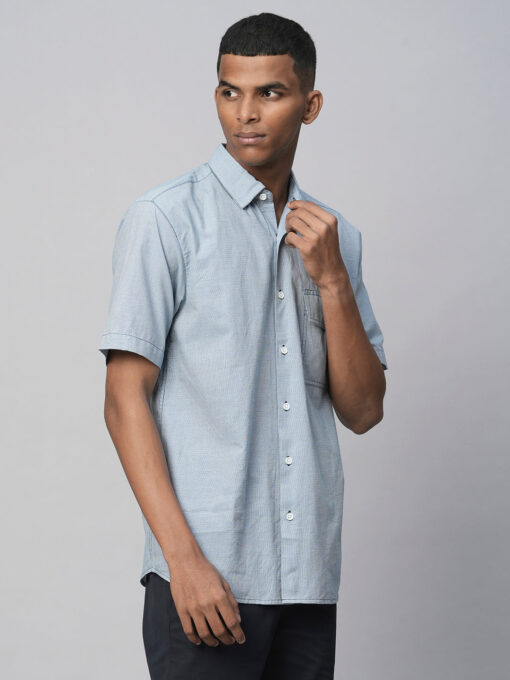 Men's Sky Cotton Regular Fit Checked Shirt - Image 4