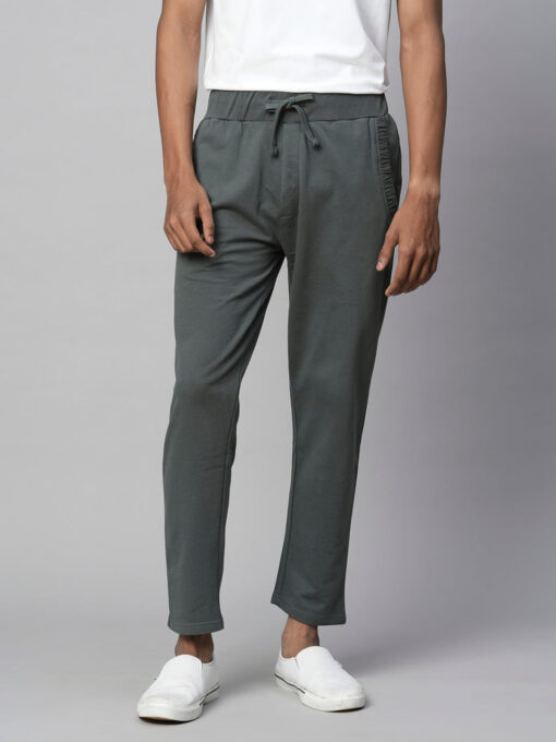 Men's Olive Cotton Regular Fit Pant - Image 2