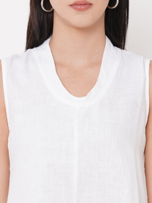 Women's White Linen Regular Fit Blouse - Image 6