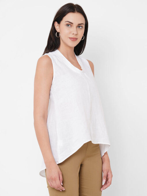 Women's White Linen Regular Fit Blouse - Image 4