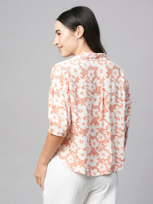 Women's Peach Viscose Loose Fit Blouse - Image 5