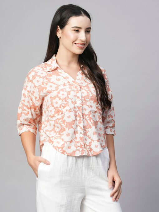 Women's Peach Viscose Loose Fit Blouse - Image 4