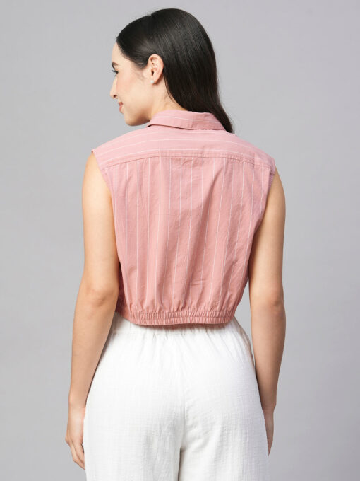 Women's Pink Cotton Regular Fit Blouse - Image 6