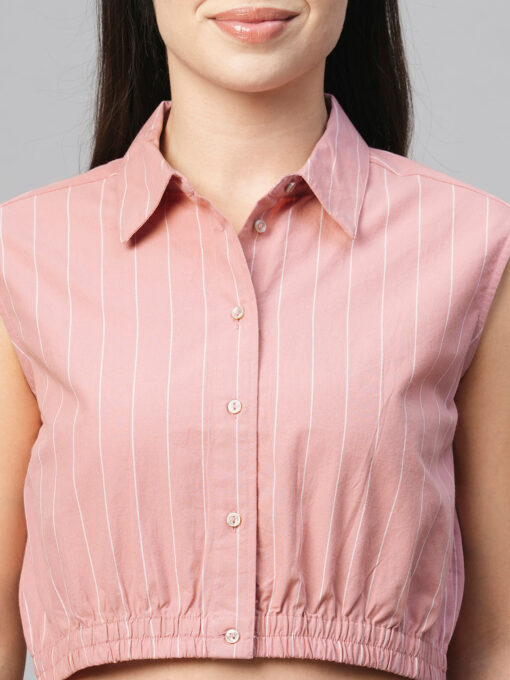 Women's Pink Cotton Regular Fit Blouse - Image 7