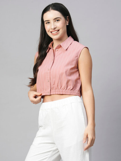 Women's Pink Cotton Regular Fit Blouse - Image 5