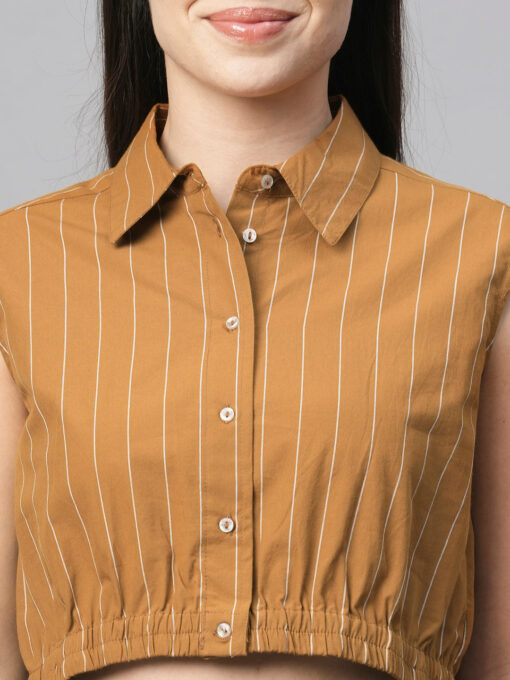 Women's Mustard Cotton Regular Fit Blouse - Image 6