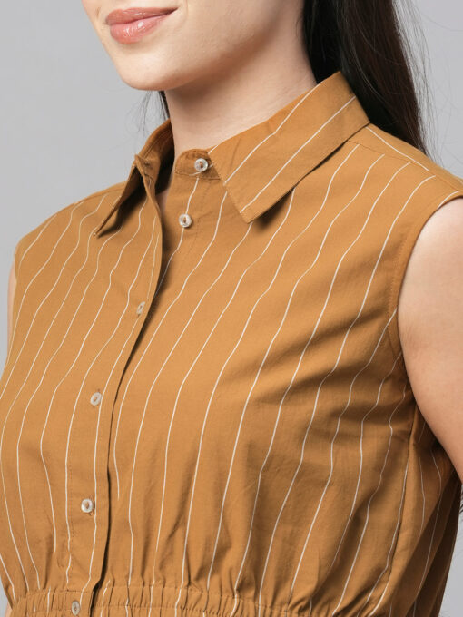 Women's Mustard Cotton Regular Fit Blouse - Image 7