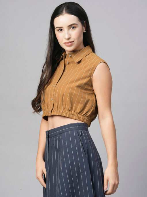 Women's Mustard Cotton Regular Fit Blouse - Image 3