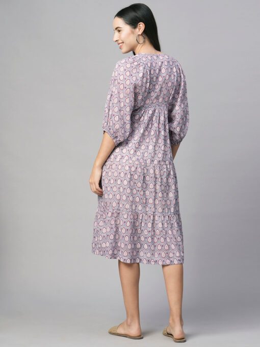 Women's Grey Cotton Regular Fit Dress - Image 5