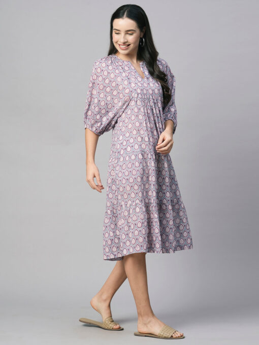 Women's Grey Cotton Regular Fit Dress - Image 4