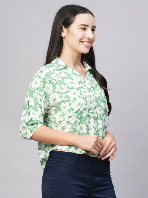 Women's Green Viscose Loose Fit Blouse - Image 4