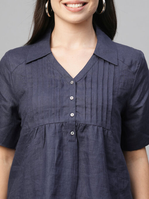 Women's Purple Linen Regular Fit Blouse - Image 6