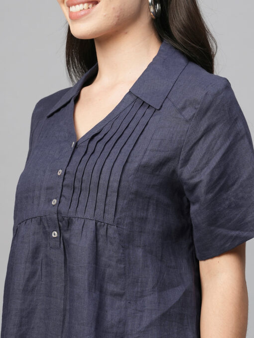 Women's Purple Linen Regular Fit Blouse - Image 7