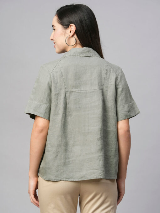 Women's Sage Linen Regular Fit Blouse - Image 5