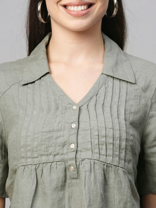 Women's Sage Linen Regular Fit Blouse - Image 6