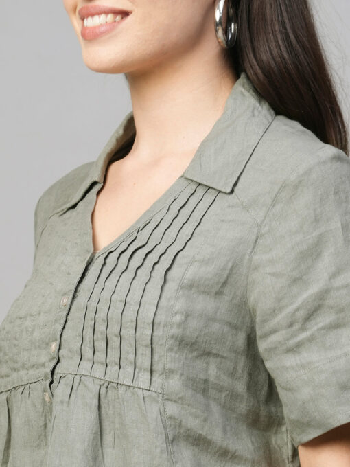 Women's Sage Linen Regular Fit Blouse - Image 7