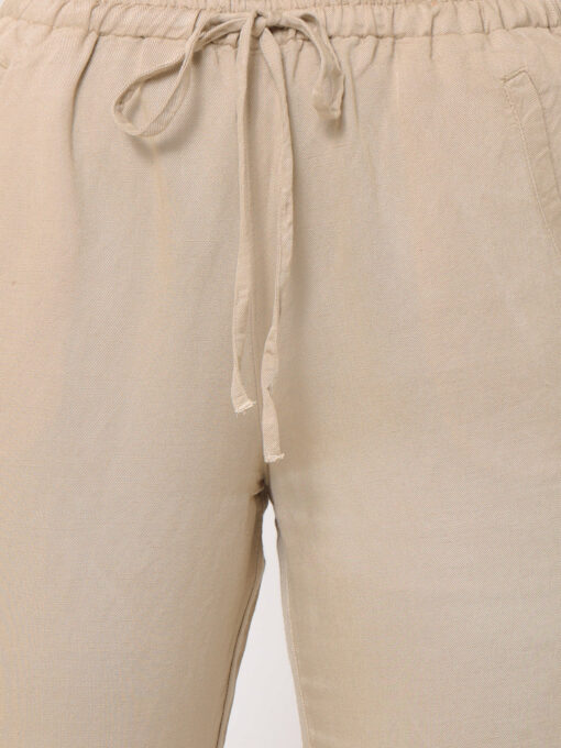 Women's Khaki Linen Regular Fit Pant - Image 7