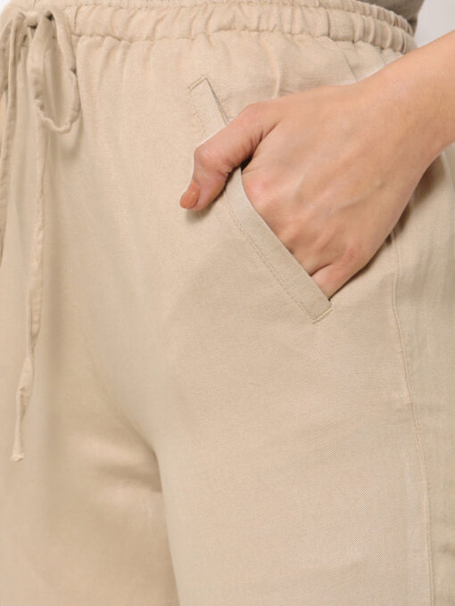 Women's Khaki Linen Regular Fit Pant - Image 6