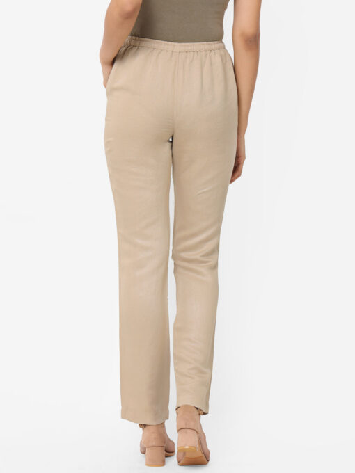 Women's Khaki Linen Regular Fit Pant - Image 5