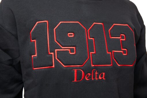 Delta Black and Red 1913 Puff Design Sweatshirt - Image 2