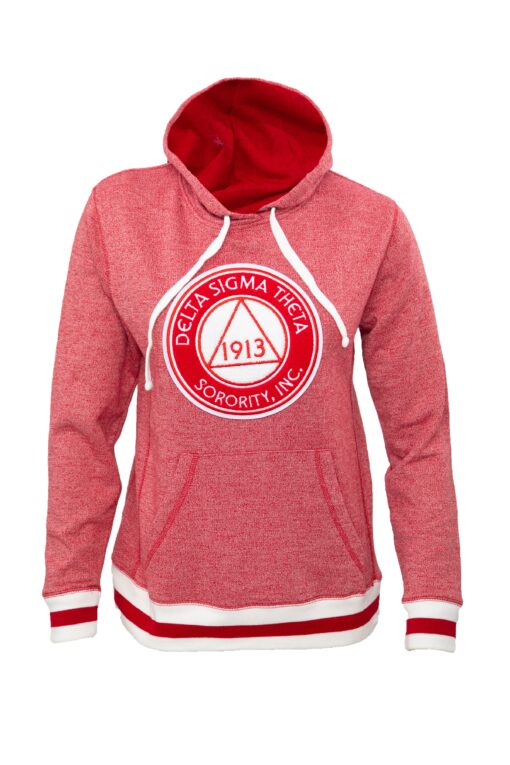 Delta Heather Red Hoodie with Round Chenille