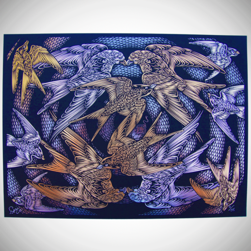 Escher's Relativity - black/gold to 175