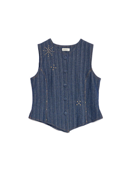 Ghospell  Blakely Denim Studded Vest - Image 7