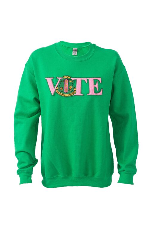 Alpha Kappa Alpha Vote Sweatshirt with Crest Chenille - Image 5