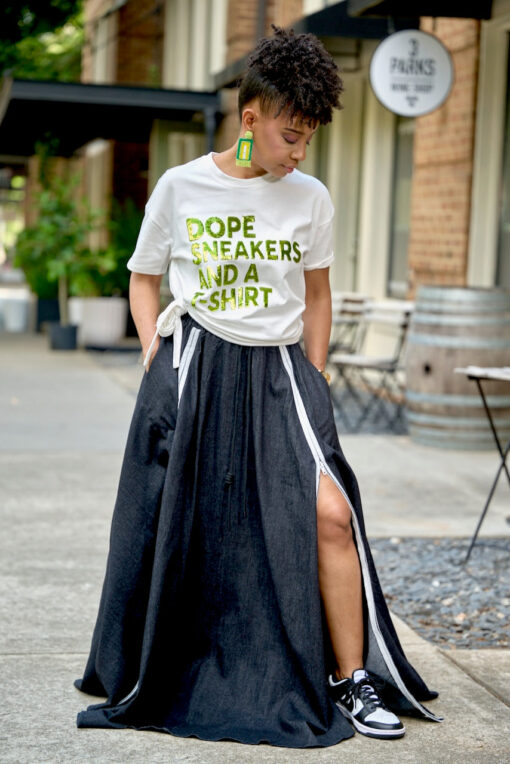 Sequin Dope Sneakers and a T-shirt Tee -Wht/Lime - Image 2