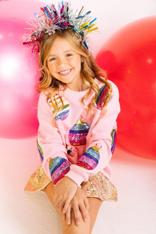 QOS-KIDS PINK MEGA ORNAMENT SWEATER