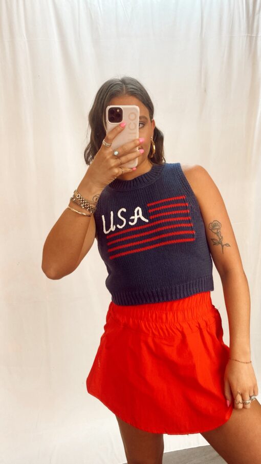 Navy USA Knit Tank Top - Image 2