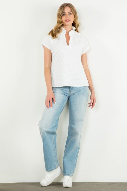 THML-TOP S/S TEXTURED-WHITE - Image 3